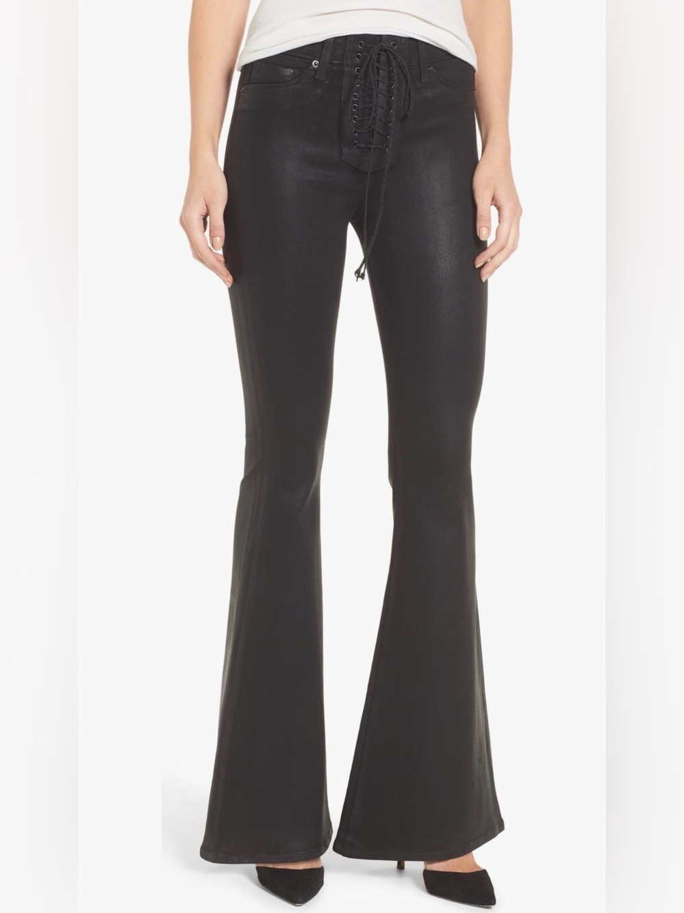 Hudson Bullocks High Waist Lace Up Flare Jeans size 28
